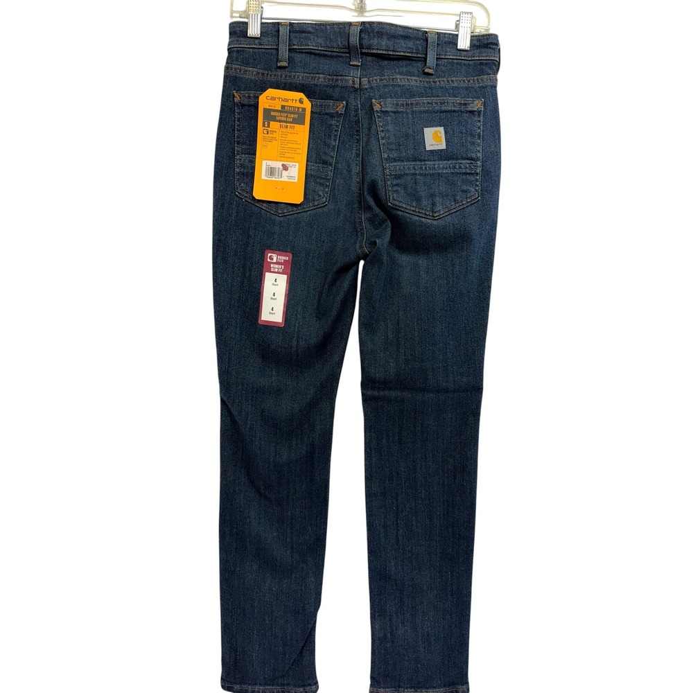 Carhartt Women Rugged Flex Sz‎ 4 28x28 Slim Fit Tapered Blue Jeans (GG24)NWTs